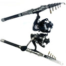 Conjunto de Vara e Carretel de Pesca Superresistente 1,5-2,4m com Vara Telescópica e Carretel Giratório Séries 2000 e 3000 para Pesca Marítima