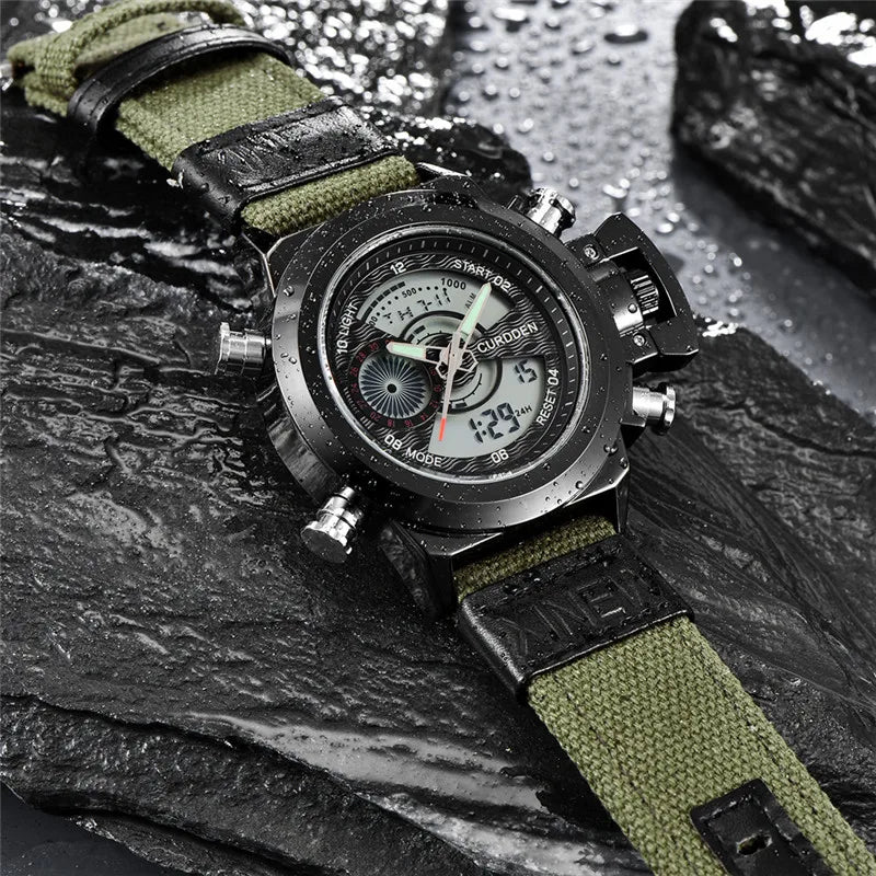 Relógio Masculino Original de Marca Famosa, Estilo Casual, Pulseira de Nylon, Duplo Horário, Multifuncional, Esportivo, Montre Homme Reloj Hombre