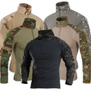 Camiseta tática masculina para atividades ao ar livre, caminhadas, combate militar, camuflagem CP, manga longa, caça, escalada, algodão, roupas esportivas.
