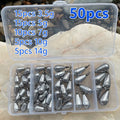 50pcs/set Fishing Weight Sinkers 3.5g 5g 7g 10g 14g Soft Bait Sinker Bass Fishing Tackle Accessories Tool for Free Slide Fishing