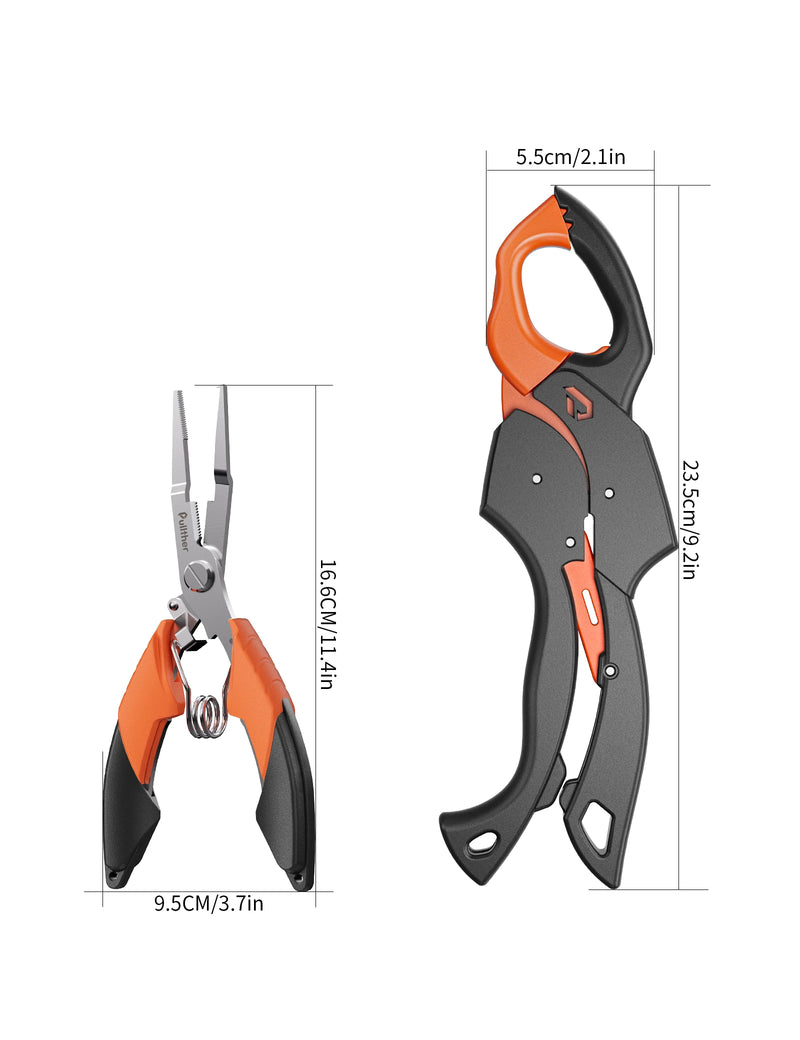 Pullther Fishing Tools Set Pliers Line Stainless Steel Scissors Multifunctional Fish Lip Clip Gripper Grip Hook Remover Tackle