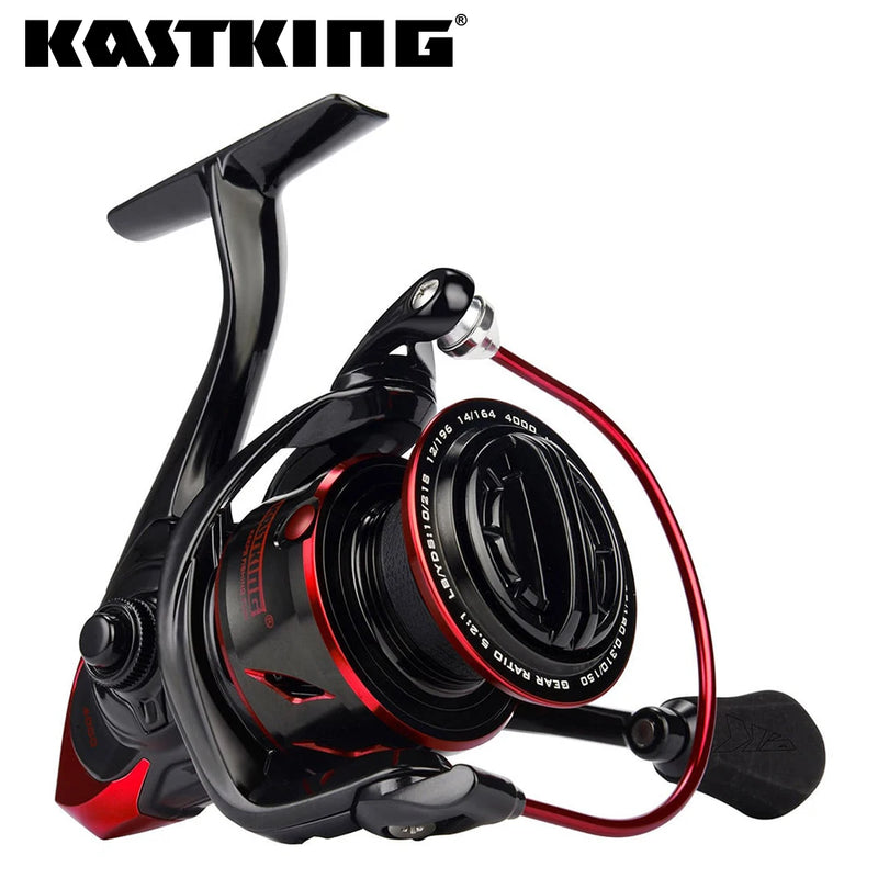 Carretel de pesca giratório KastKing Sharky III, inovador e resistente à água, com potência máxima de arrasto de 18 kg, ideal para pesca de robalo e lúcio.